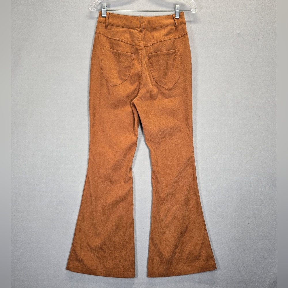 Cider Women's High Rise Flare Leg 70's Corduroy Pants Brown XS-Fall Cozy Chic